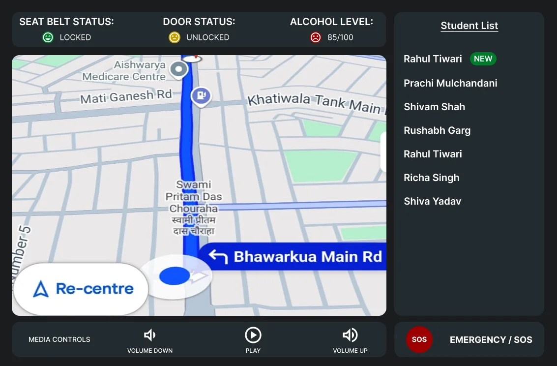 Bus driver app - dashboard